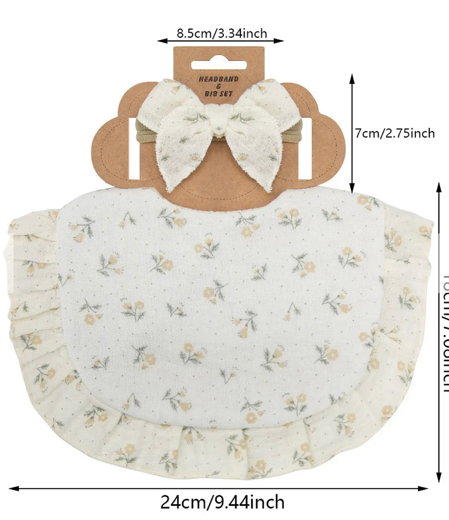 SET DE BABERO CON VUELITOS Y DIADEMA DE MOÑO - Tesoritos Baby
