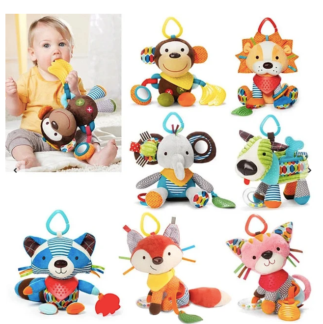 Peluche Sensorial Sonajero con Múltiples Texturas para Bebé - Tesoritos Baby