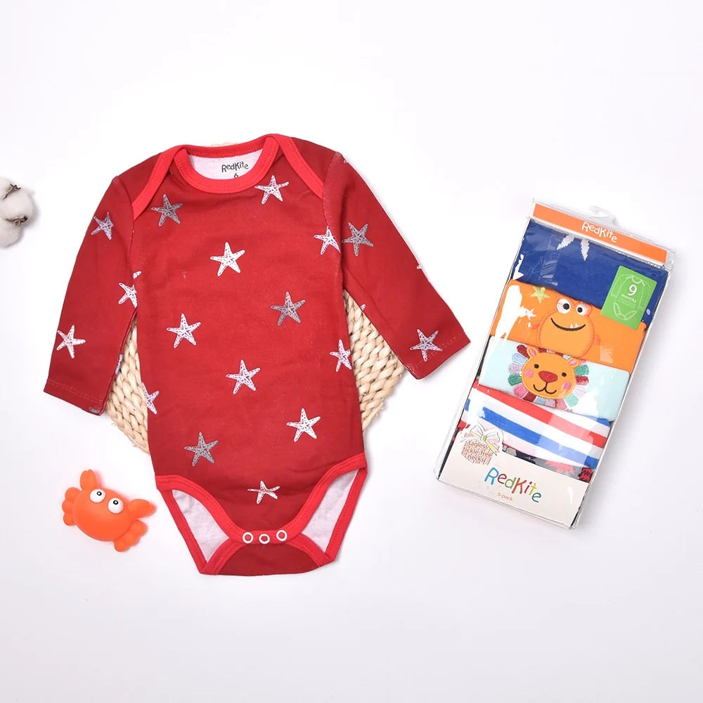 PACK 5 BODIES CON DISEROS Y COLORES VARIOS PARA NIÑO MANGA LARGA - Tesoritos Baby