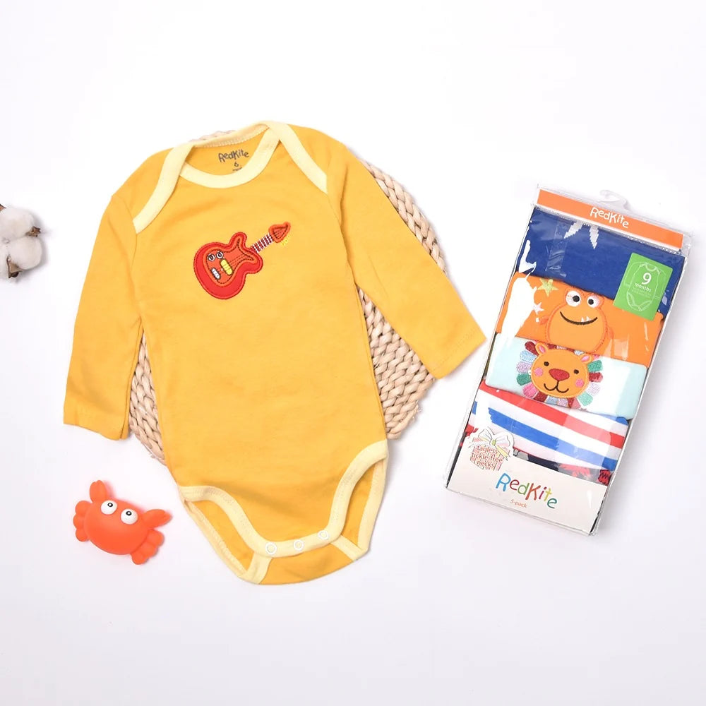 PACK 5 BODIES CON DISEROS Y COLORES VARIOS PARA NIÑO MANGA LARGA - Tesoritos Baby
