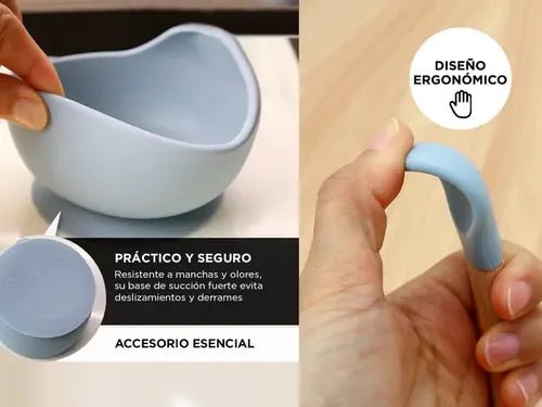 BOWL CON CUCHARA DE SILICONA PARA BEBÉS