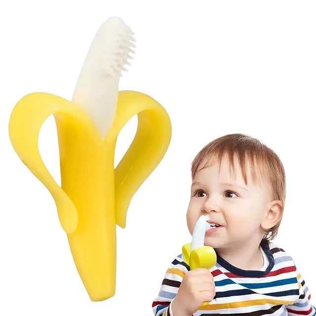 CEPILLO MORDEDOR DE SILICONA DISEÑO BANANA