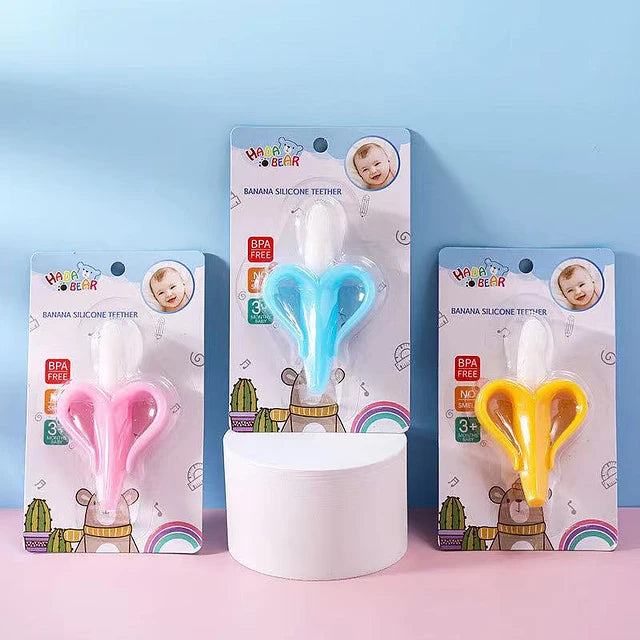 CEPILLO MORDEDOR DE SILICONA DISEÑO BANANA