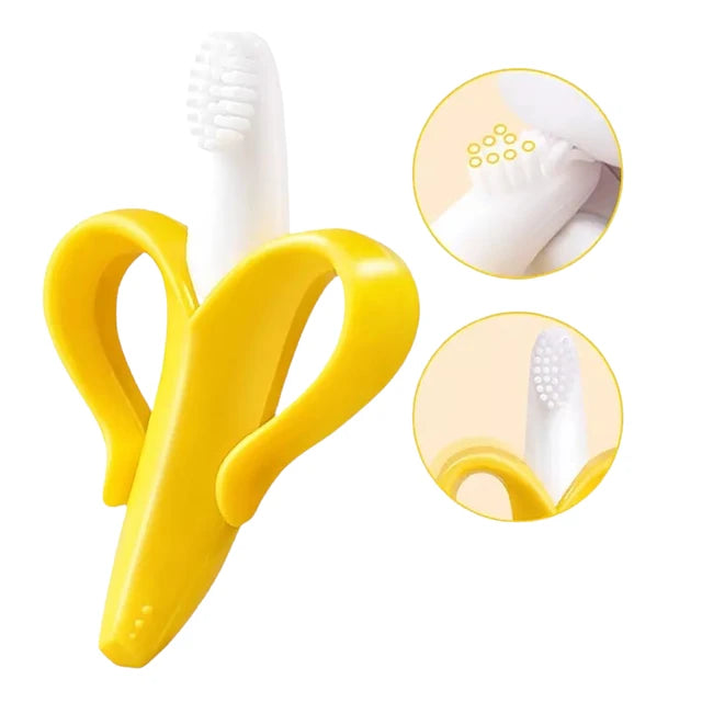 CEPILLO MORDEDOR DE SILICONA DISEÑO BANANA
