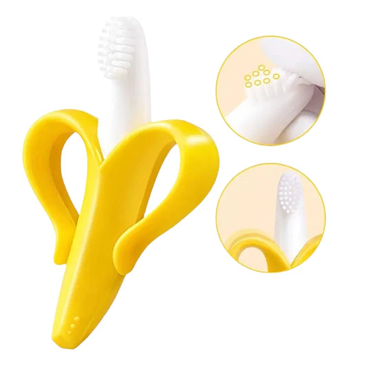CEPILLO MORDEDOR DE SILICONA DISEÑO BANANA