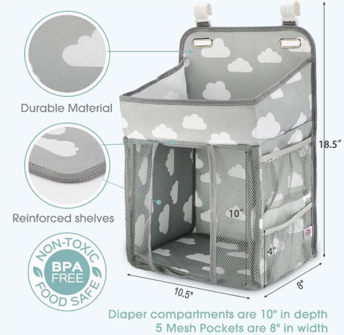 ORGANIZADOR DE PAÑALES PARA CUNA - Tesoritos Baby