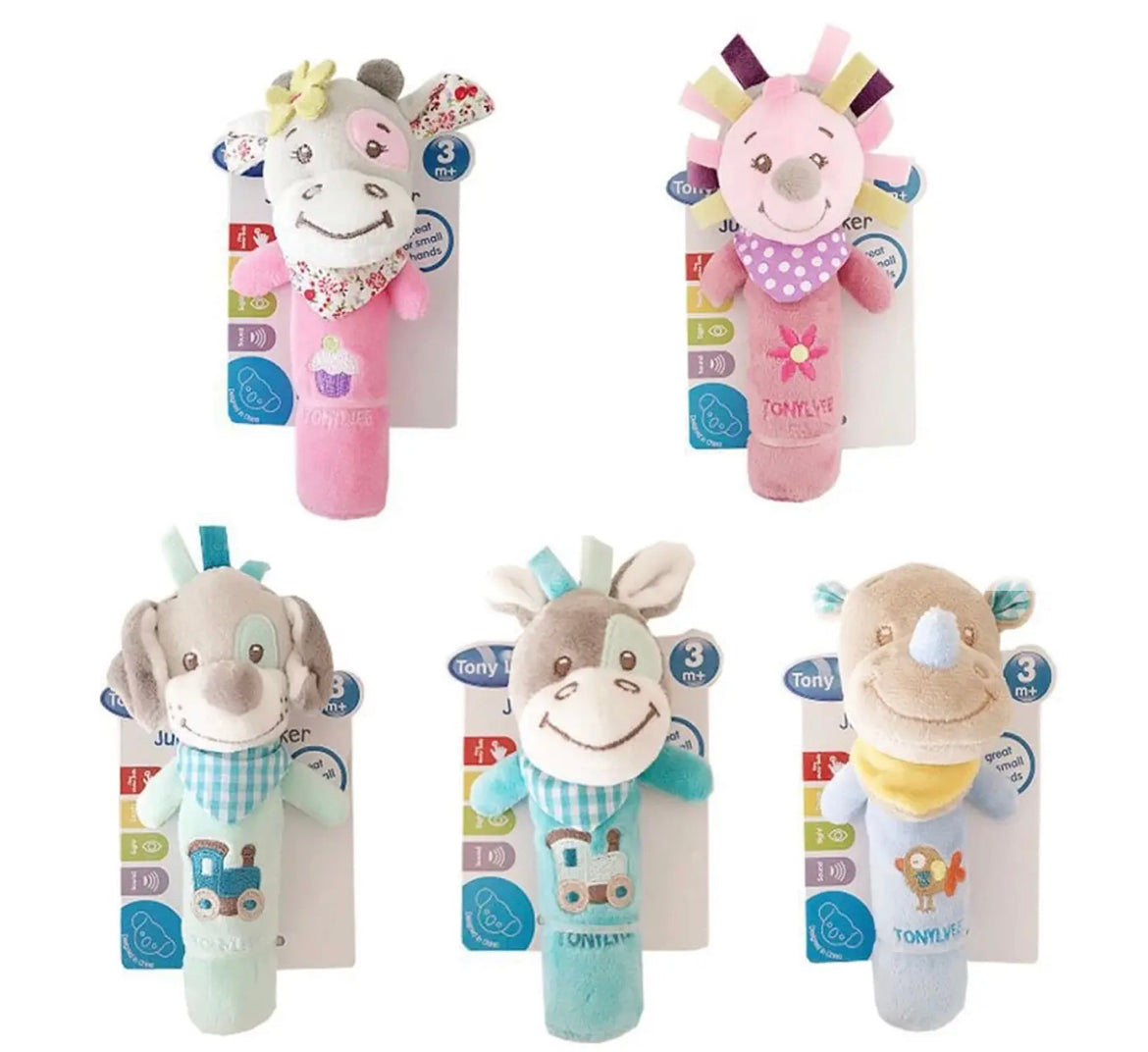 JUGUETE PELUCHE SONAJERO BEBÉ ROSA