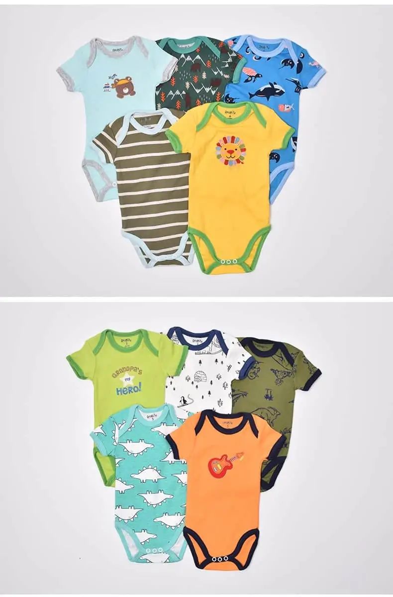 PACK 5 BODIES CON DISEROS Y COLORES VARIOS PARA NIÑO MANGA CORTA - Tesoritos Baby